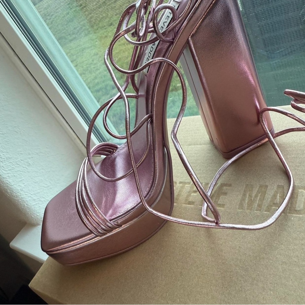 Steve Madden Metallic Pink Lace-Up Heels